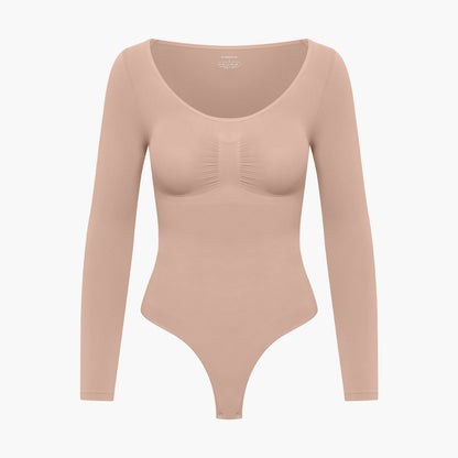 Bodysuit Sculpting Shapewear Longsleeve mit String - Secret Sales