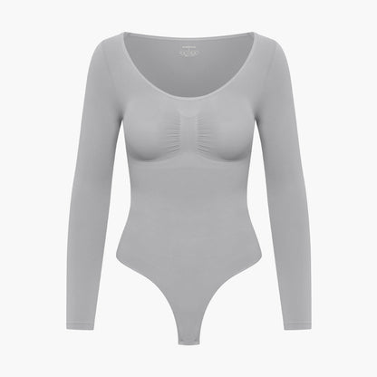 Bodysuit Sculpting Shapewear Longsleeve mit String - Secret Sales