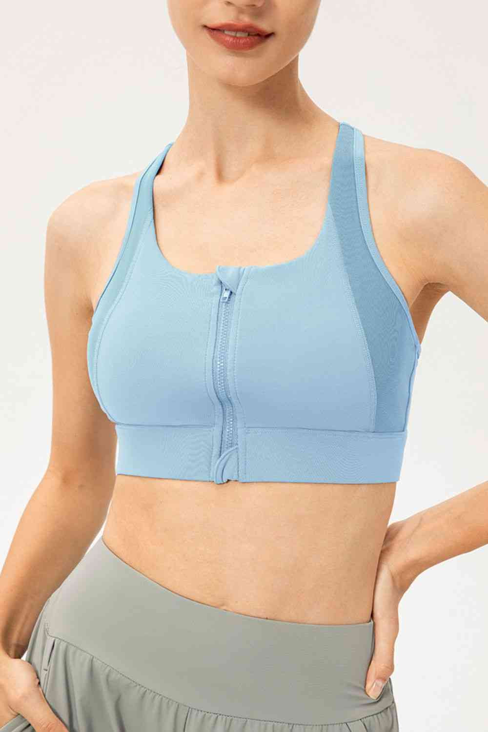 Zip-Up round Neck Sports Bra