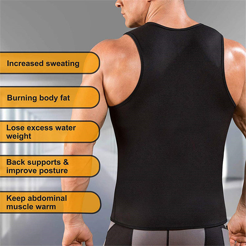 Fitness Corset Men'S Shapewear Heat Trapping Shirt Sweat Body Shaper Vest Bodysuit