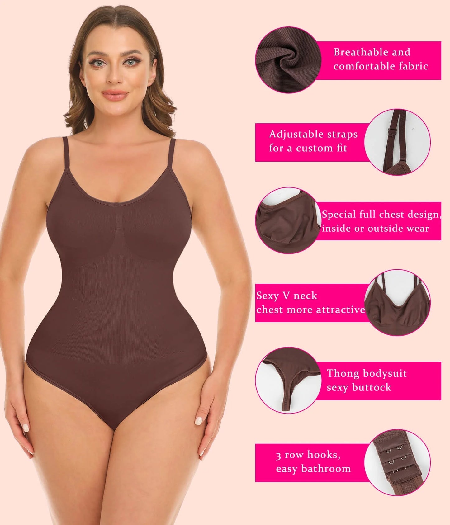 Shapewear Tummy Control Bodysuits Women Clothing Seamless Body Shaper V Neck Jumpsuits Top